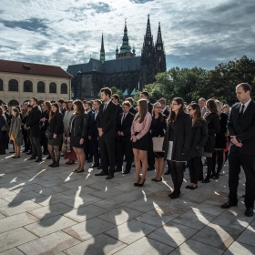 Slavnostní zahájení akademického roku 2019/2020 a imatrikulace studentů 1. ročníku NF VŠE na Pražském hradě za přítomnosti prof. Václava Klause, člena Vědecké rady a přednášejícího na NF VŠE