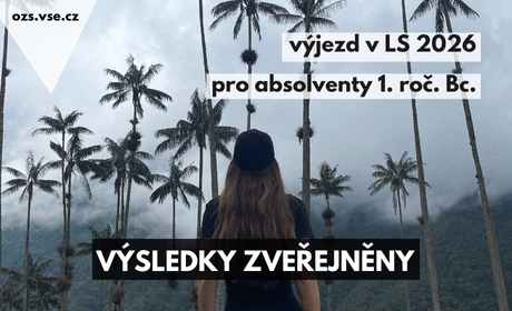 Zveřejnění výsledků výběrového řízení na semestrální výměnné pobyty v zahraničí v LS 2026 pro výjezdy ve 2. ročníku Bc. studia