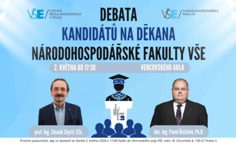 Pozvánka na veřejnou debatu kandidátů na post děkana Národohospodářské fakulty VŠE